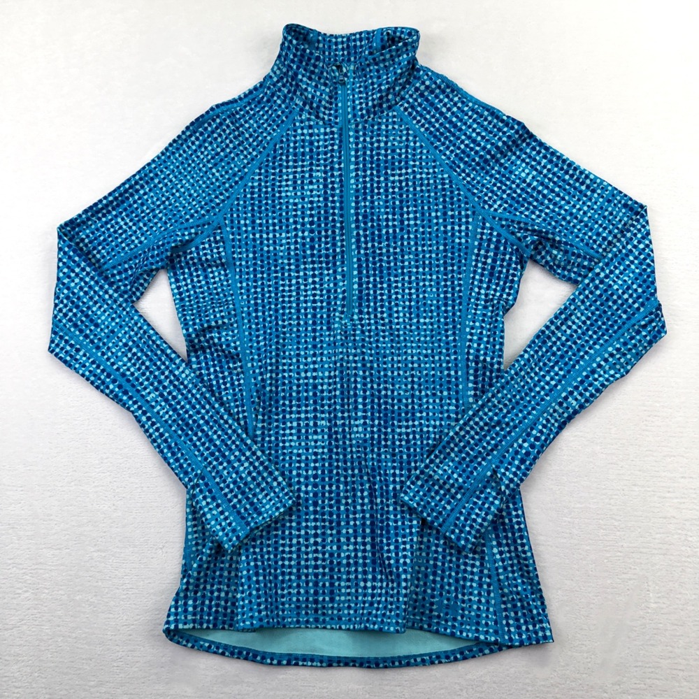 Under Armour‎ Pullover Women M Blue ColdGear 1/2 Zip Thumbhole Mock Neck Running